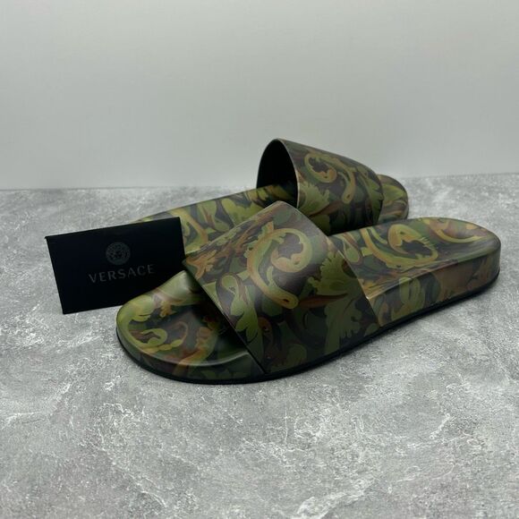 NWT Versace Slide 'Baroccoflage Print Slides Men’s Camouflage size 40 - Picture 2 of 15